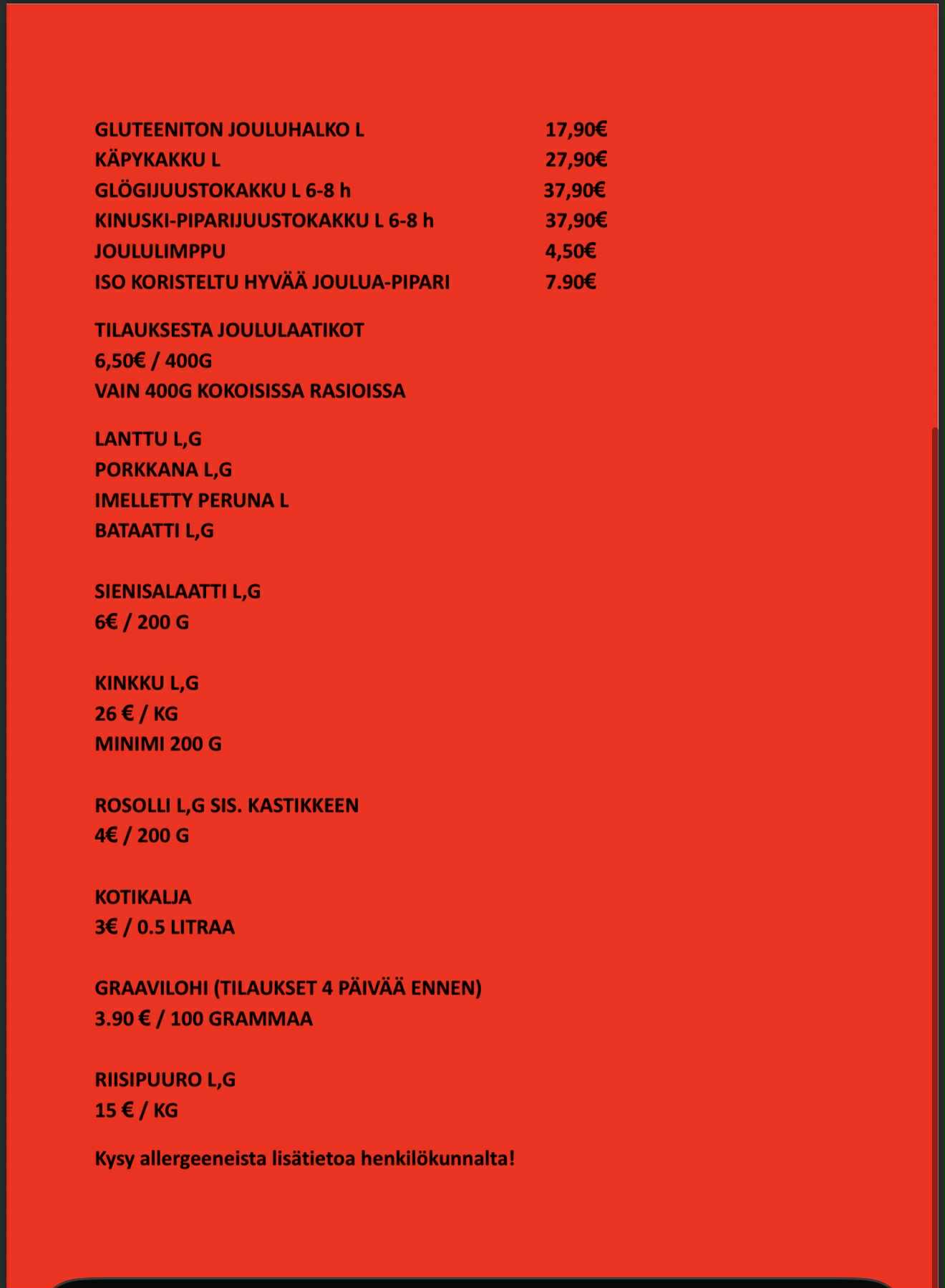 Joulun tuotteet 2025 Terhin Puusti