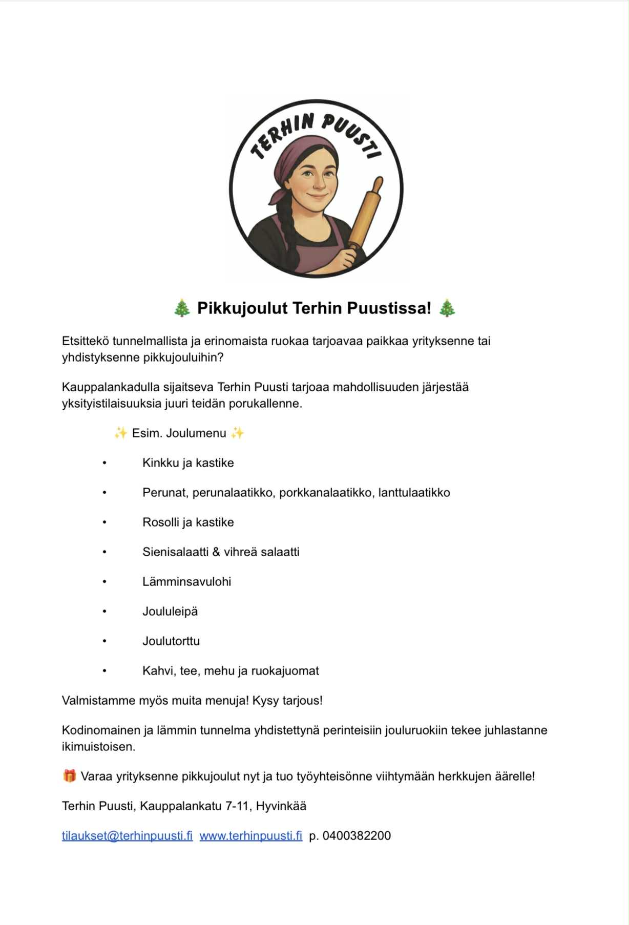 Pikkujoulut Terhin Puustissa