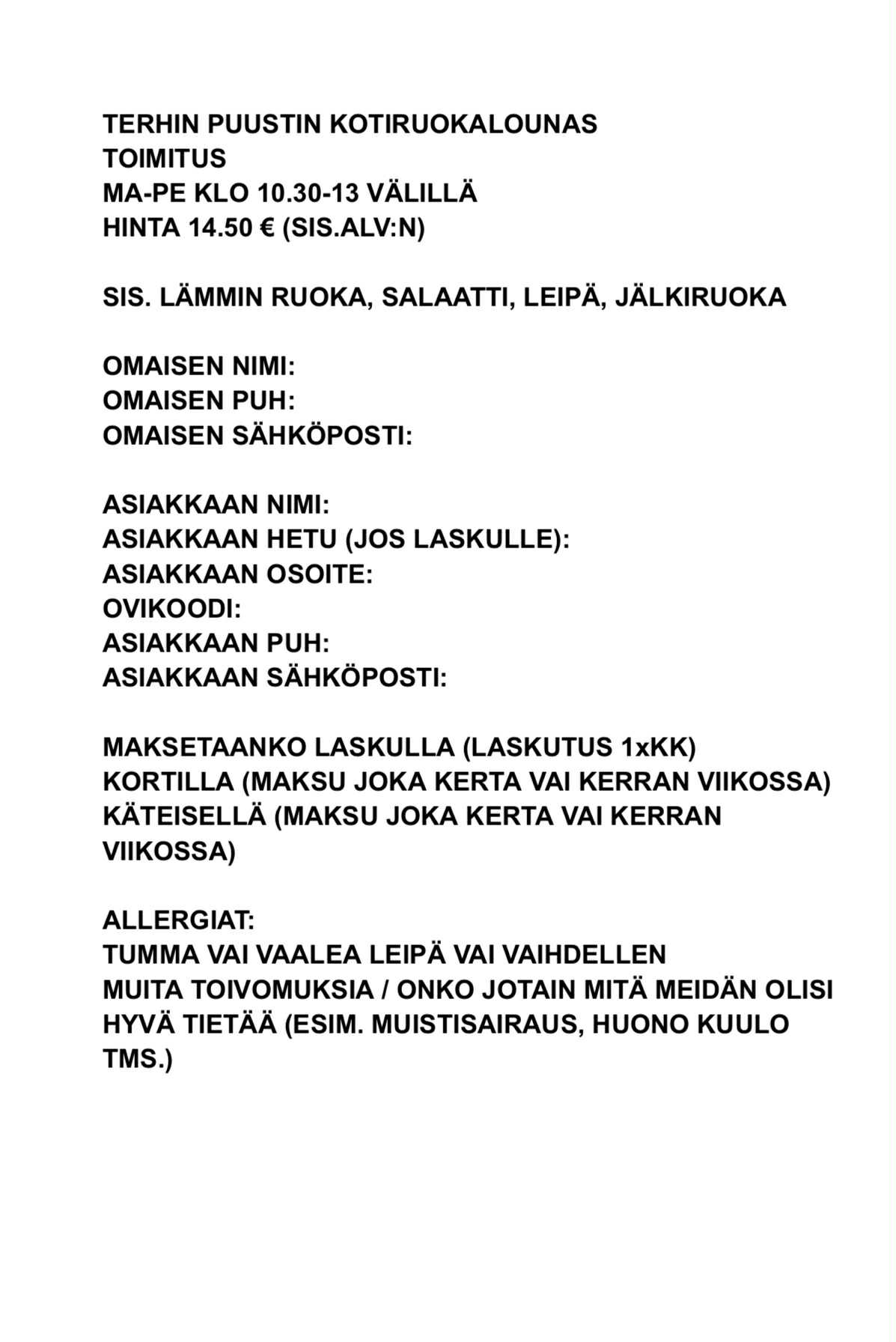 Terhin Puustin kotiruokalounas