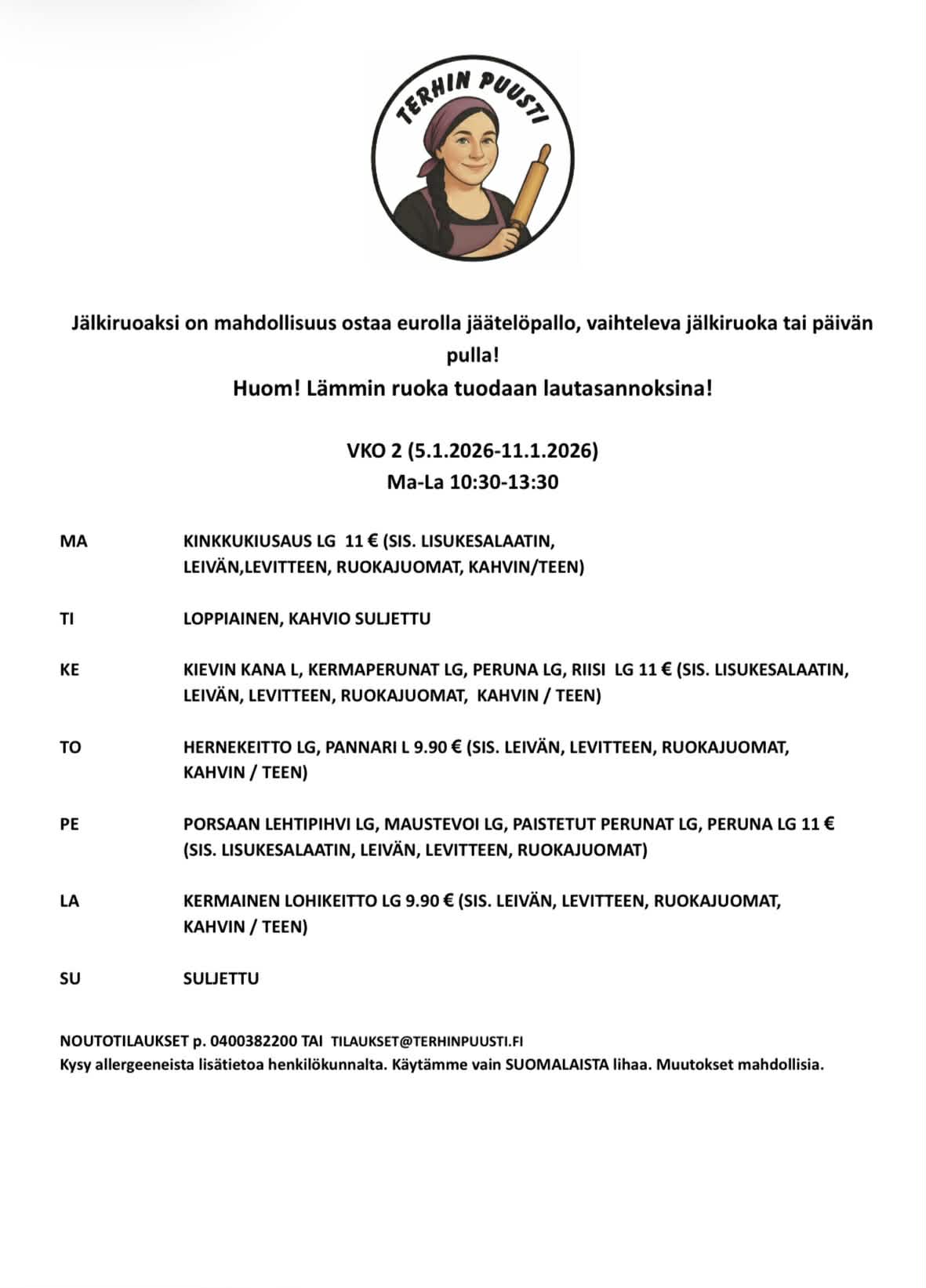 Lounaslista vko 2 2026 Hyvinkää Terhin Puusti