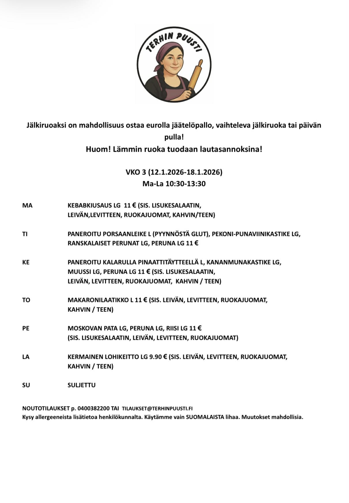 Lounaslista vko 3 2026 Hyvinkää Terhin Puusti