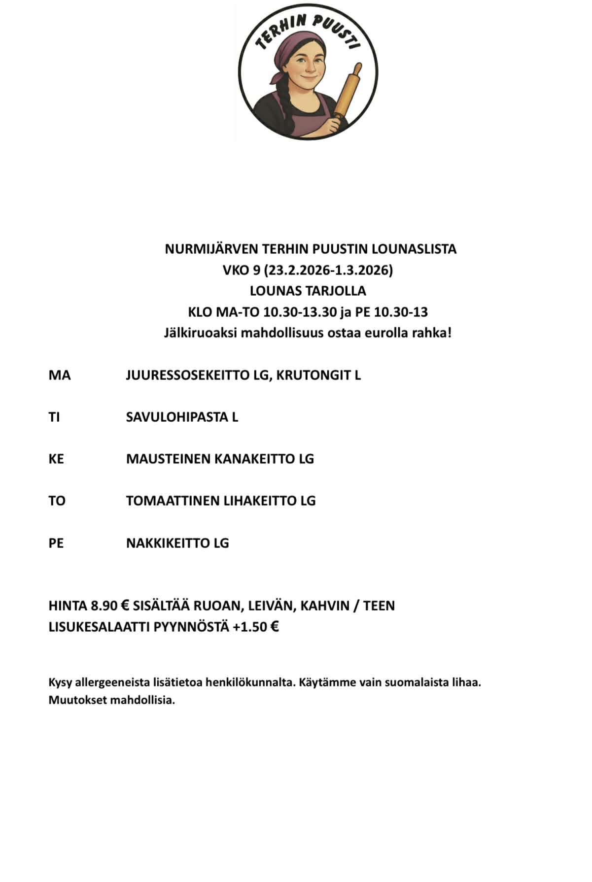 Lounaslista vko 9 2026 Nurmijärvi