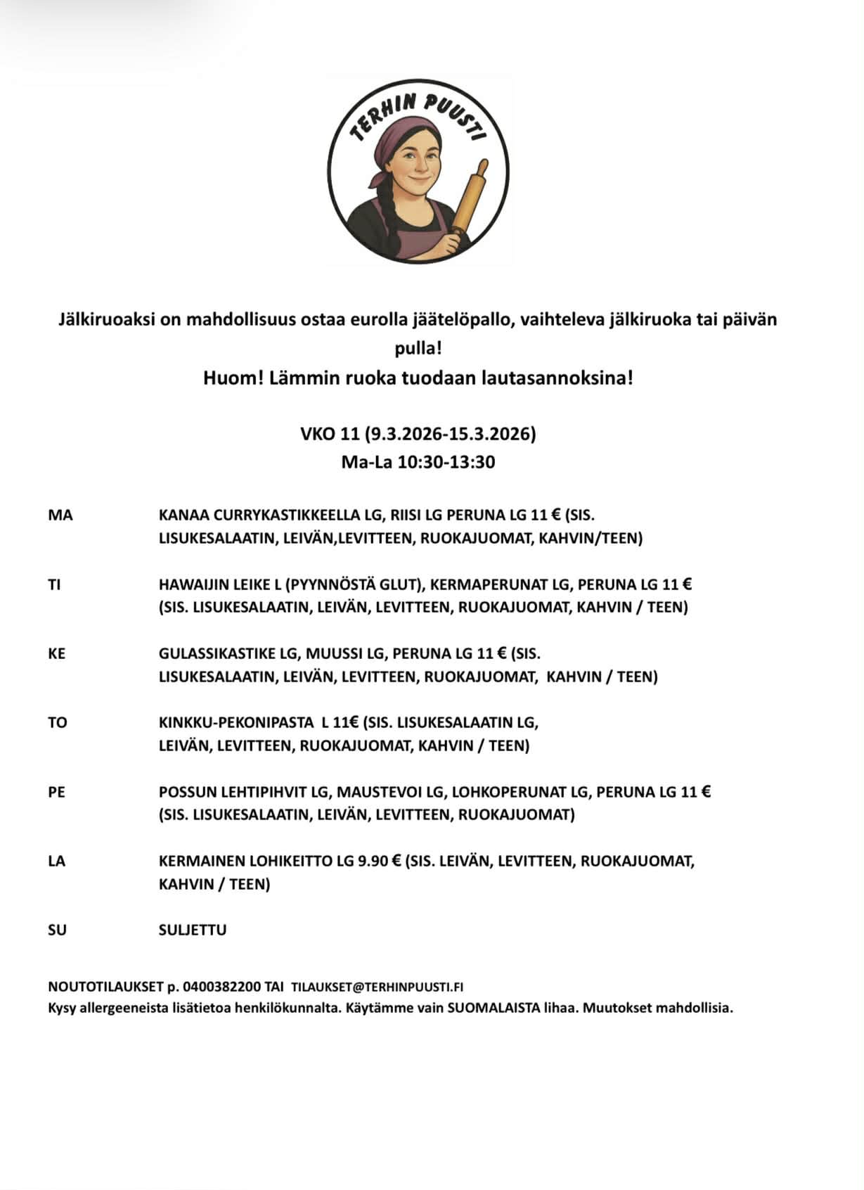 Lounaslista vko 11 2026 Hyvinkää Terhin Puusti