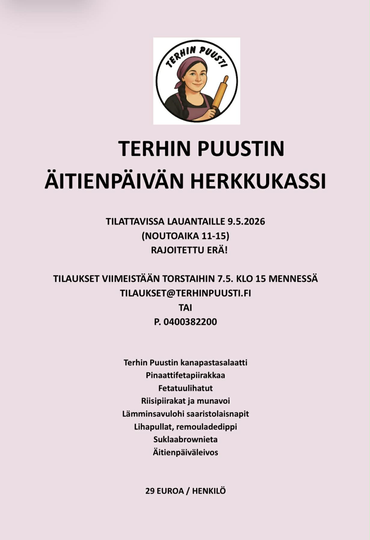 Äitienpäivän herkkukassi 2026 Terhin Puusti