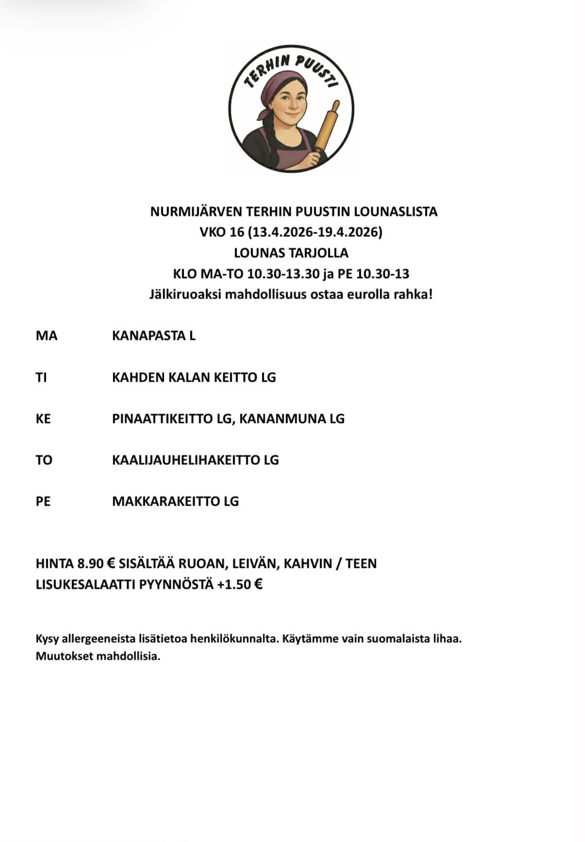 Lounaslista vko 16 2026 Nurmijärvi