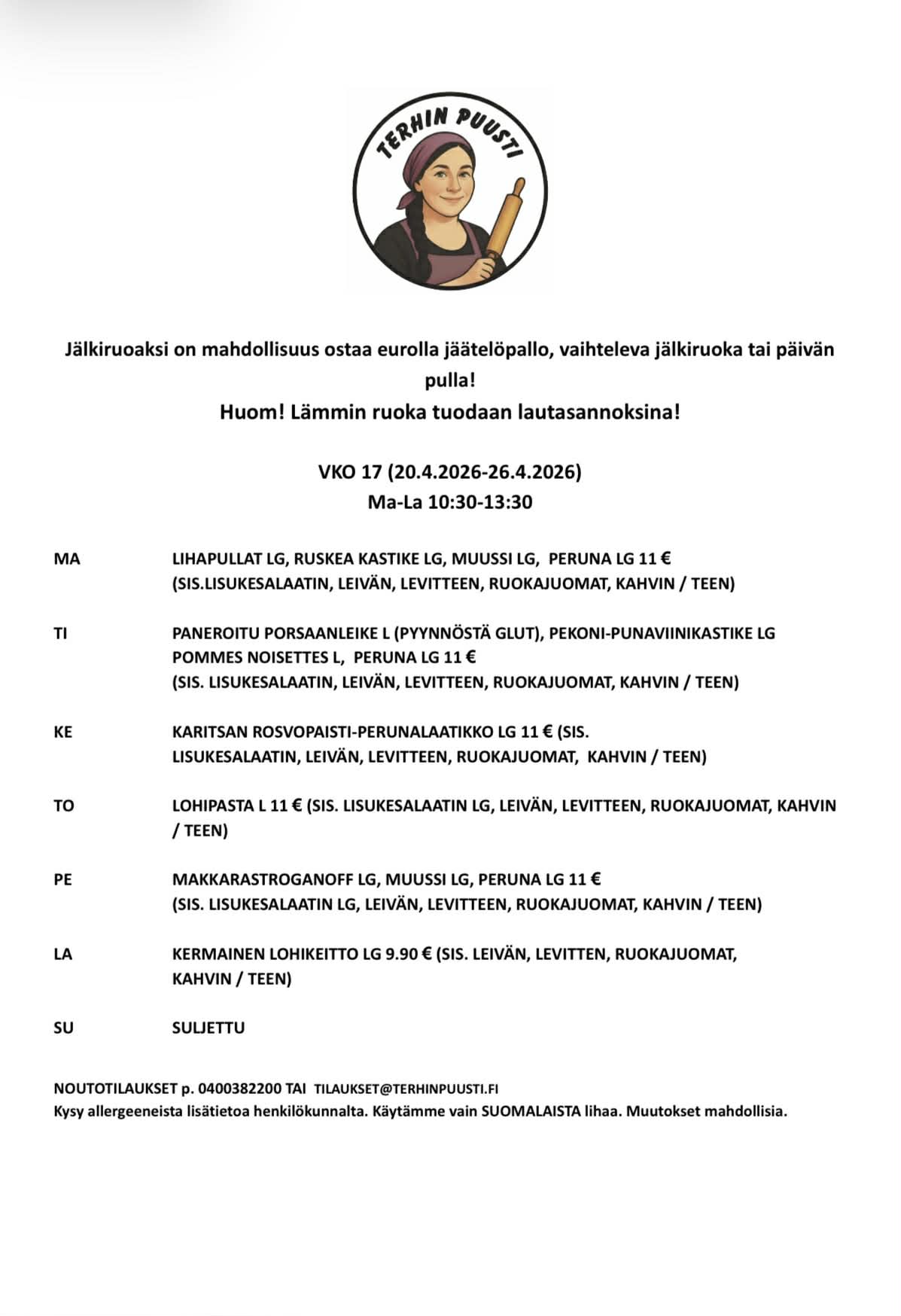 Lounaslista vko 17 2026 Hyvinkää Terhin Puusti