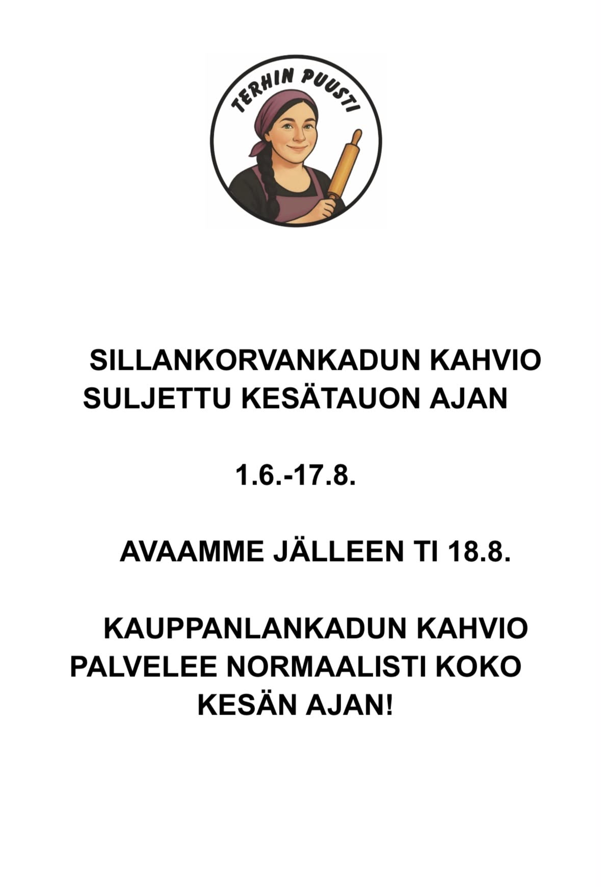 Sillankorva suljettu 1.6-17.8.2026