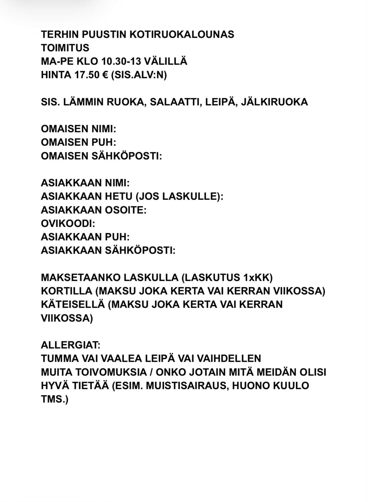 Terhin Puustin kotiruokalounas