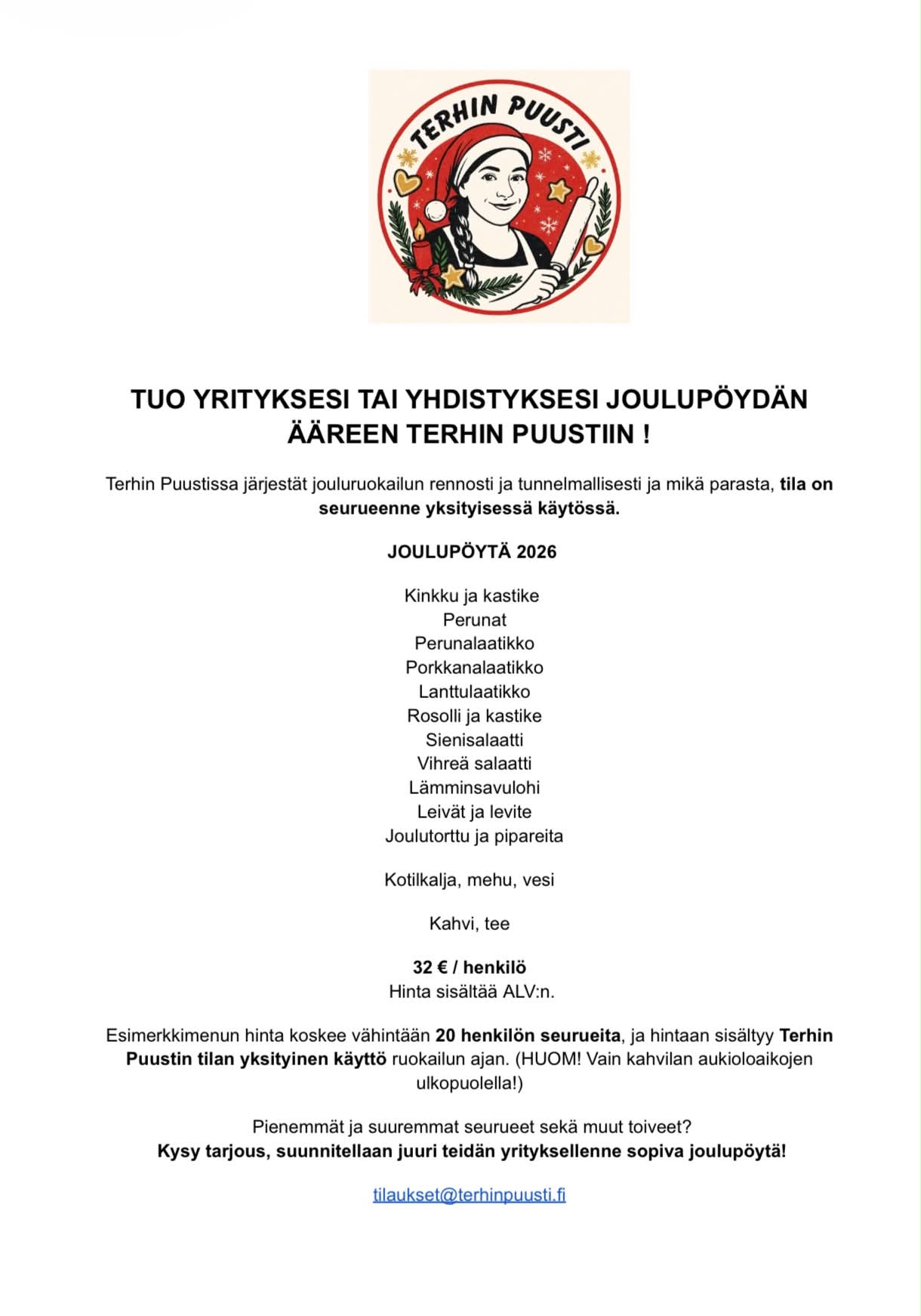 Joulupöytä 2026 Terhin Puusti