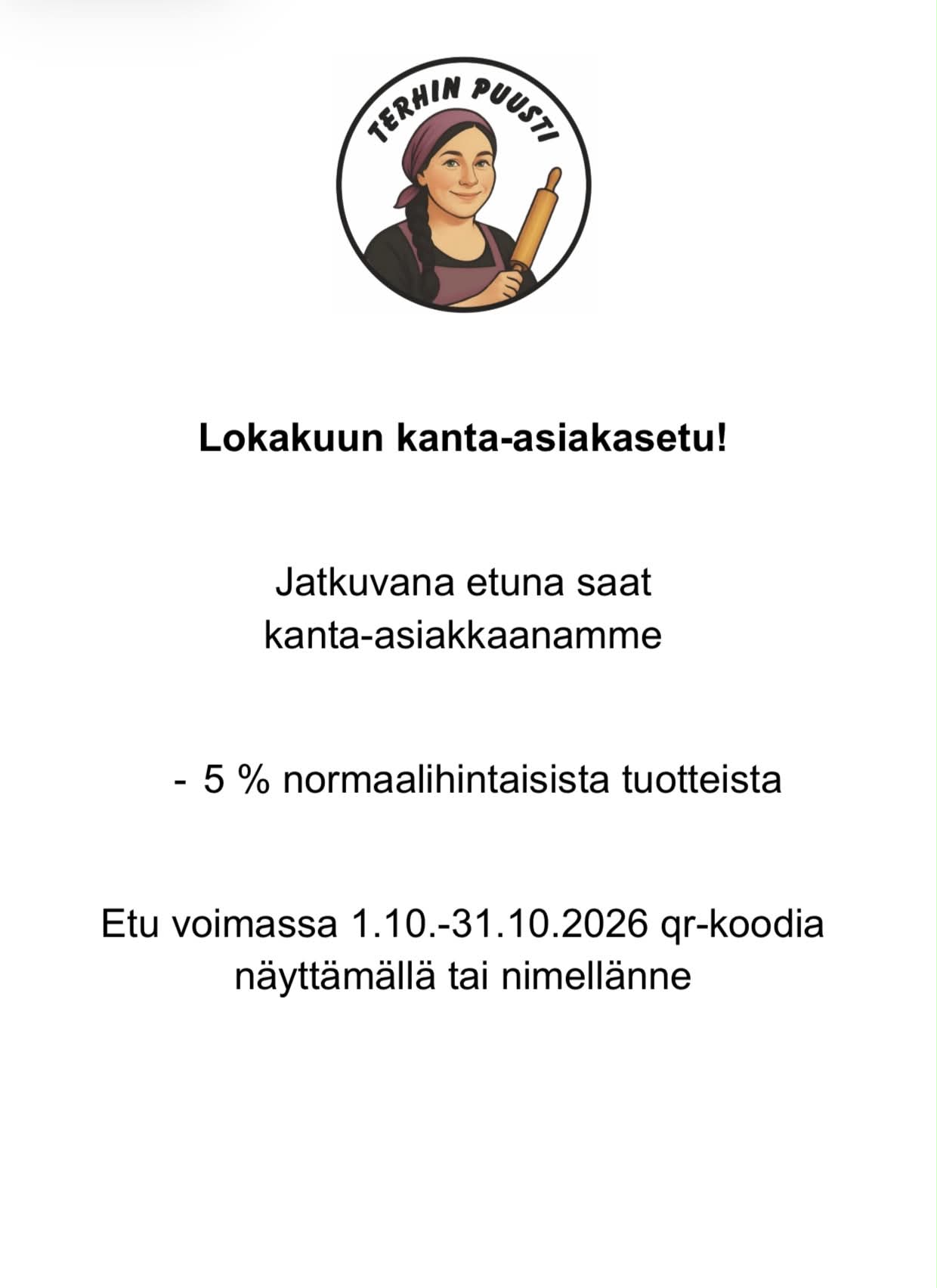 Lokakuun kanta-asiakasetu Terhin Puusti