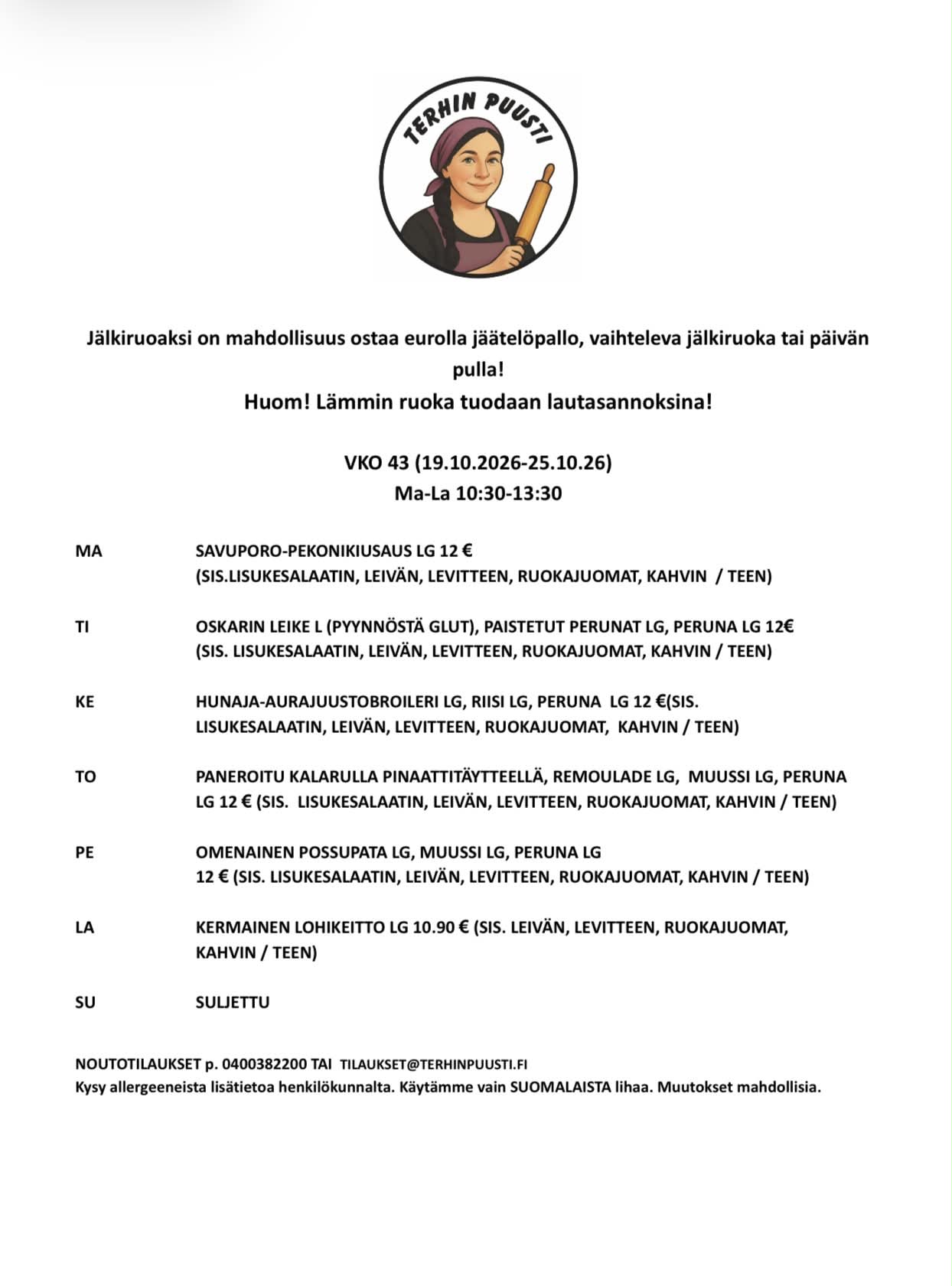 Lounaslista vko 43 2026 Terhin Puusti